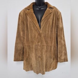 Vintage Modern Essentials 100% Suede Leather Satin Lined Jacket sz 16/18W